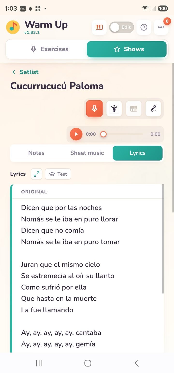 Mobile shows view with a song's lyrics, sheet music tabs and audio controls